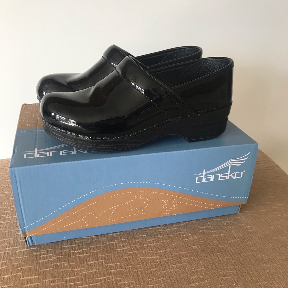 Dansko Black Patent Leather Clogs